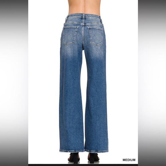 NWT Zenana High Waist Straight Leg Medium Wash Jeans - Picture 10 of 13